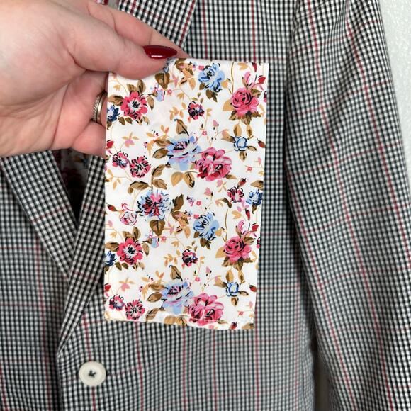 Paisley & Gray Mens Dover Notch Slim Fit Blazer Suit Jacket Black Red Check 40R - Picture 7 of 15